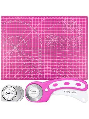 Rotary Cutter and Mat Set, Audab Self Healing Sewing Mats Shirt Cutter 45mm